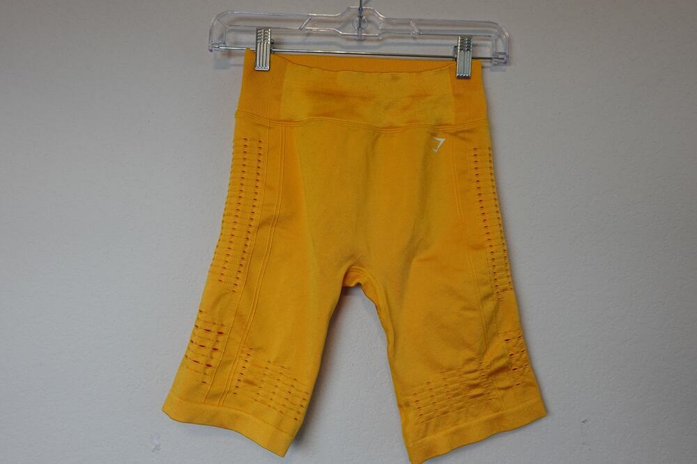 Energize Your Workout: Gymshark Yellow Seamless Cycling Shorts S